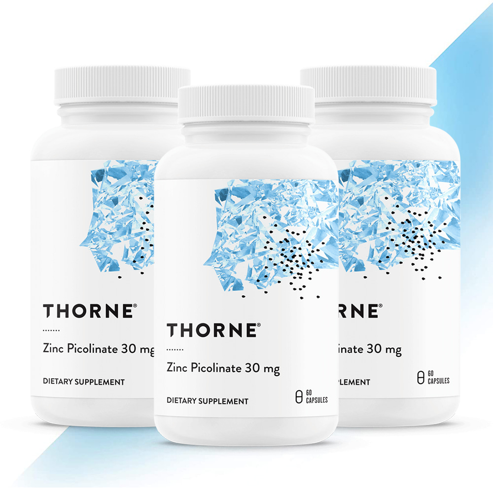 Thorne 쏜리서치 쏜땡땡 Zinc 아연 피콜리네이트 30mg 60캡슐 3병